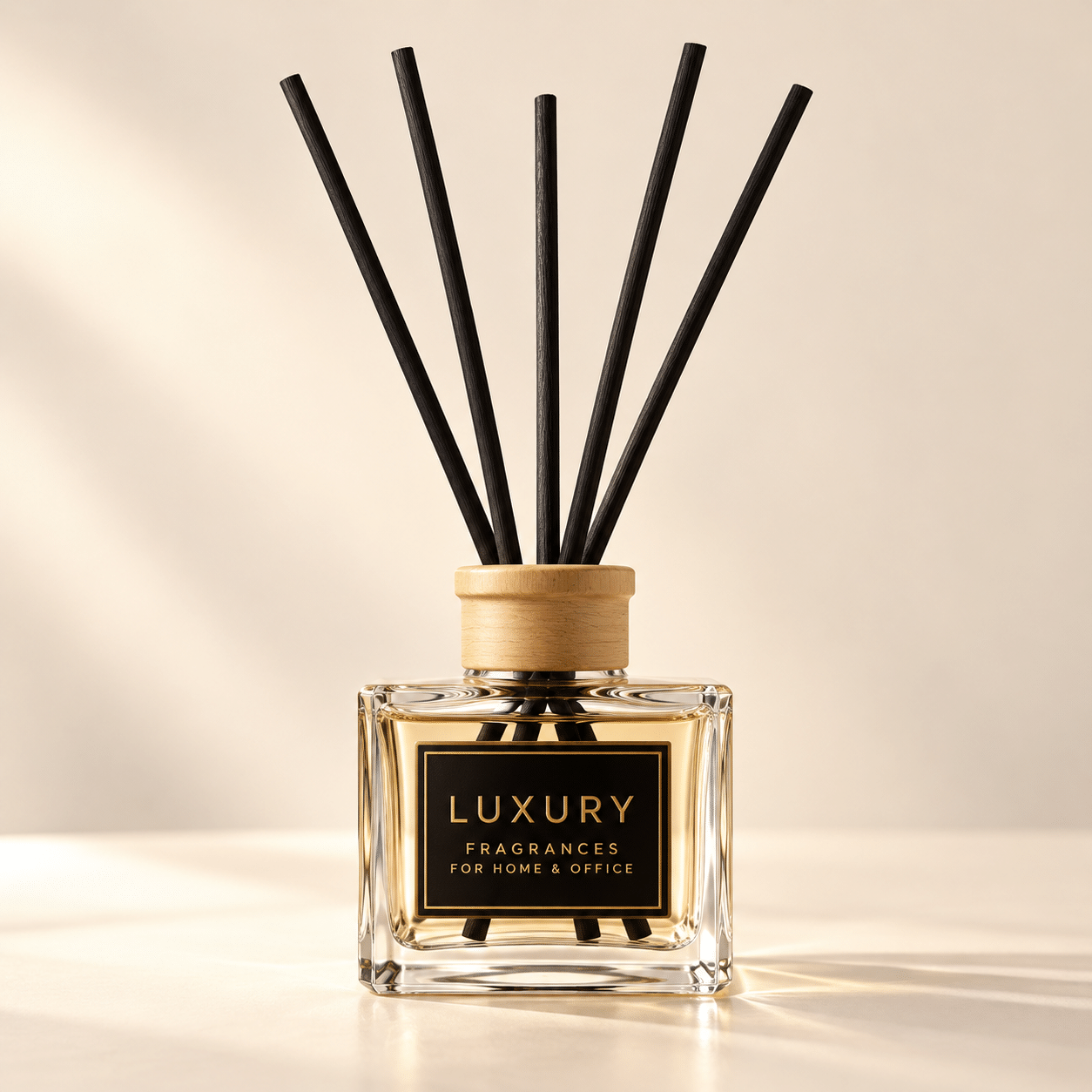 Home fragrances labelled fragrance bottles
